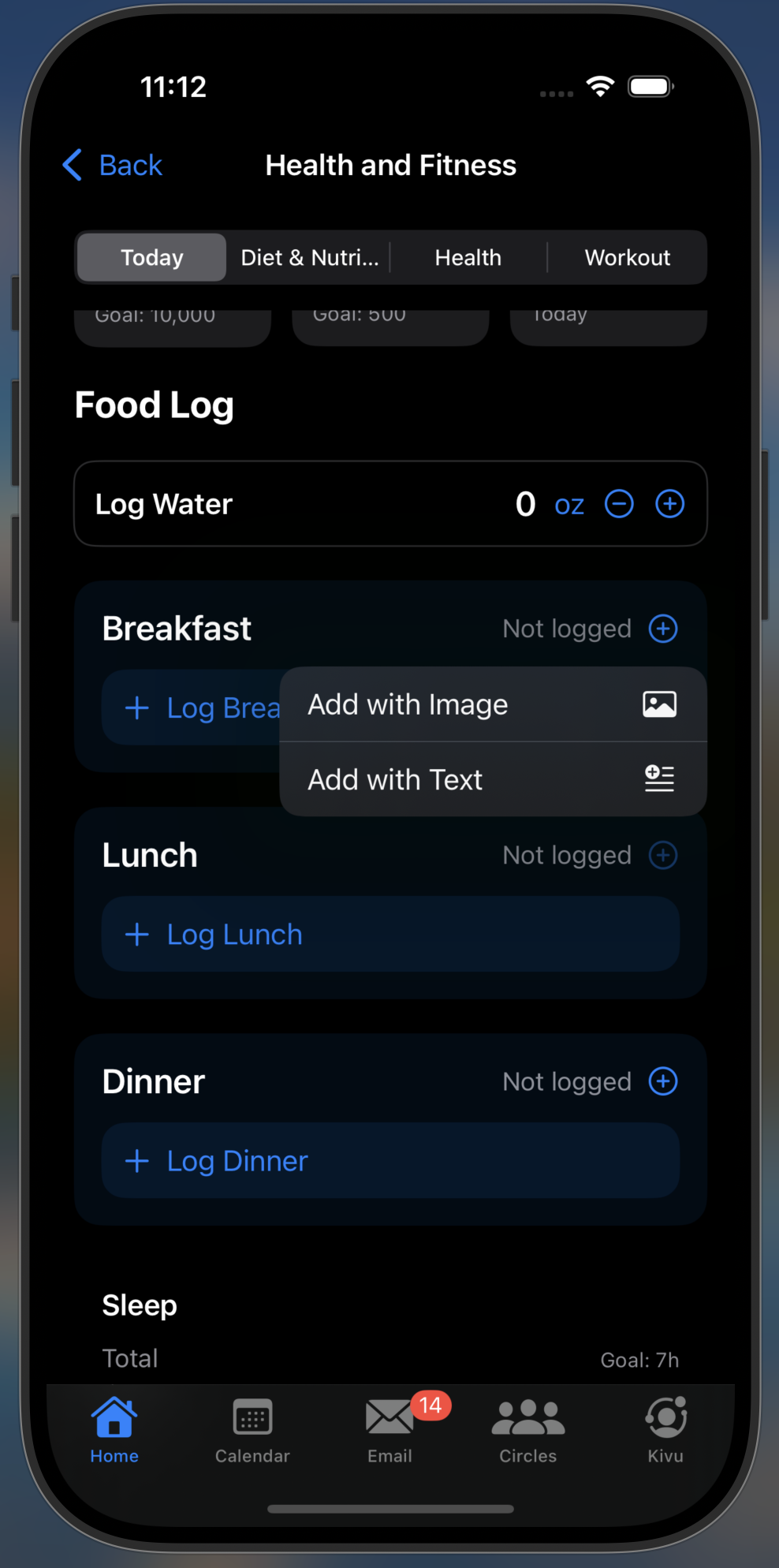 iOS food logging with photo recognition